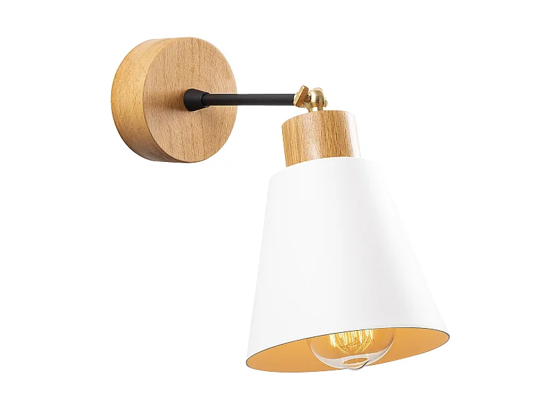 Applique Murale Interieur,  Lampe Murale Industrielle Bois, Blanc 14x14x25 Cm