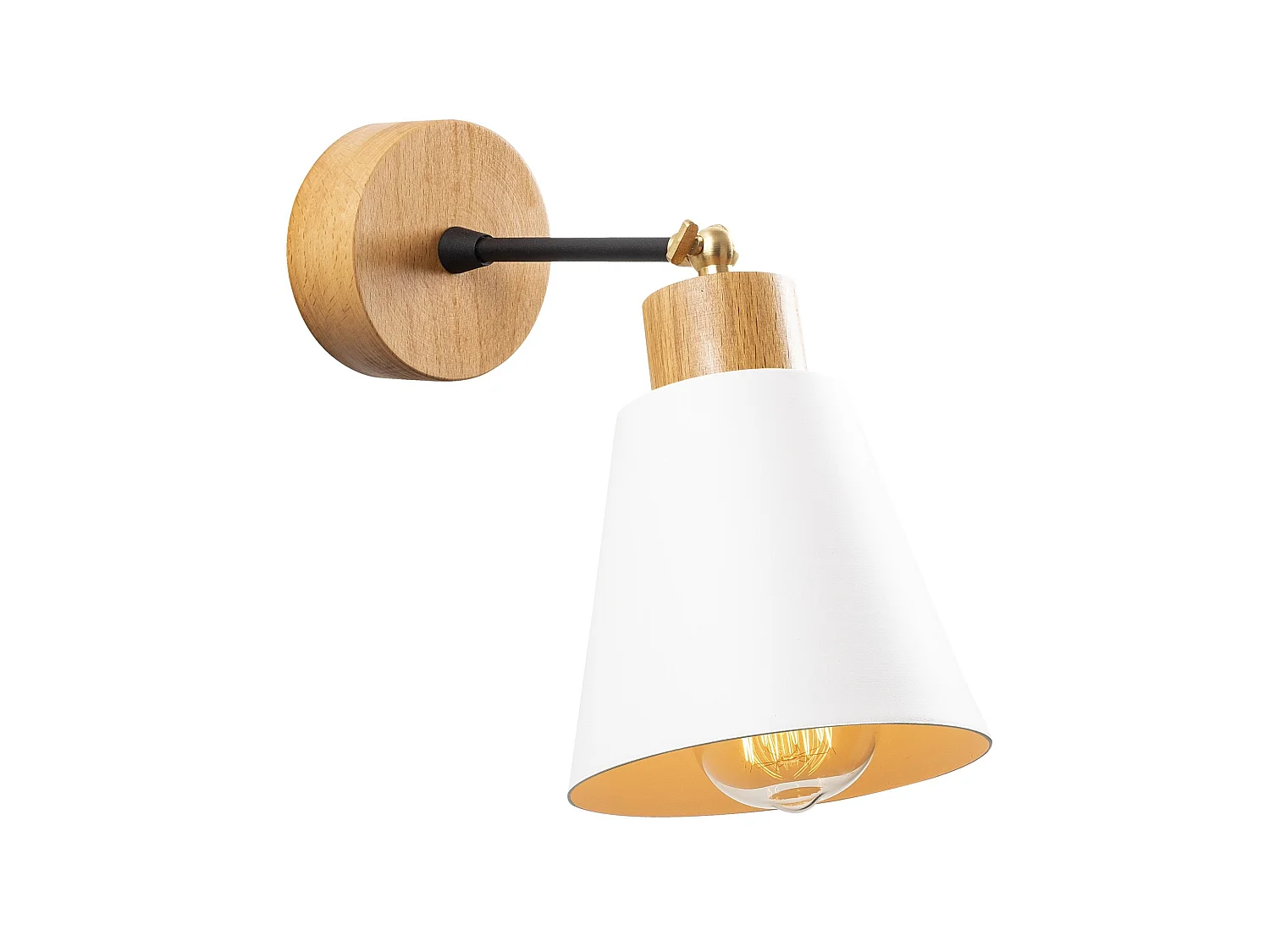 Applique Murale Interieur,  Lampe Murale Industrielle Bois, Blanc 14x14x25 Cm