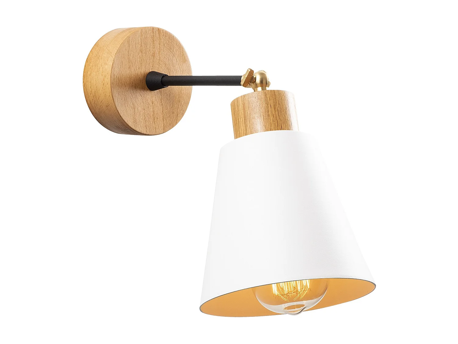 Applique Murale Interieur,  Lampe Murale Industrielle Bois, Blanc 14x14x25 Cm