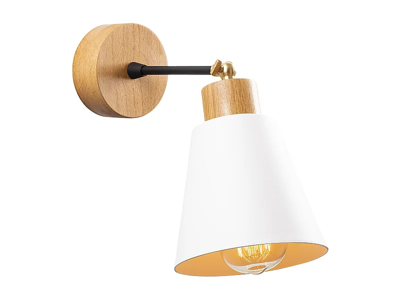 Applique Murale Interieur,  Lampe Murale Industrielle Bois, Blanc 14x14x25 Cm