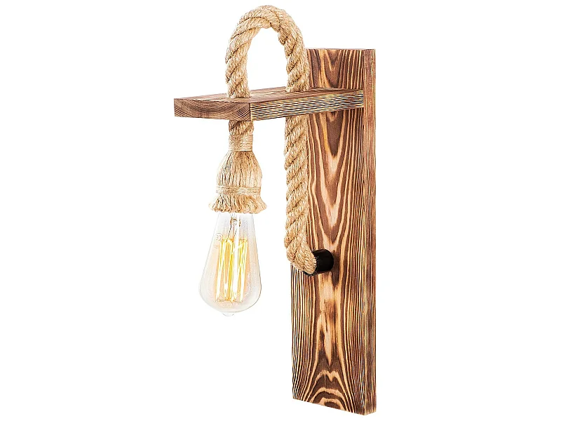 Applique Murale Interieur,  En Bois Et Métal, Luminaire Rétro Industriel , Bois 11x18x40 Cm
