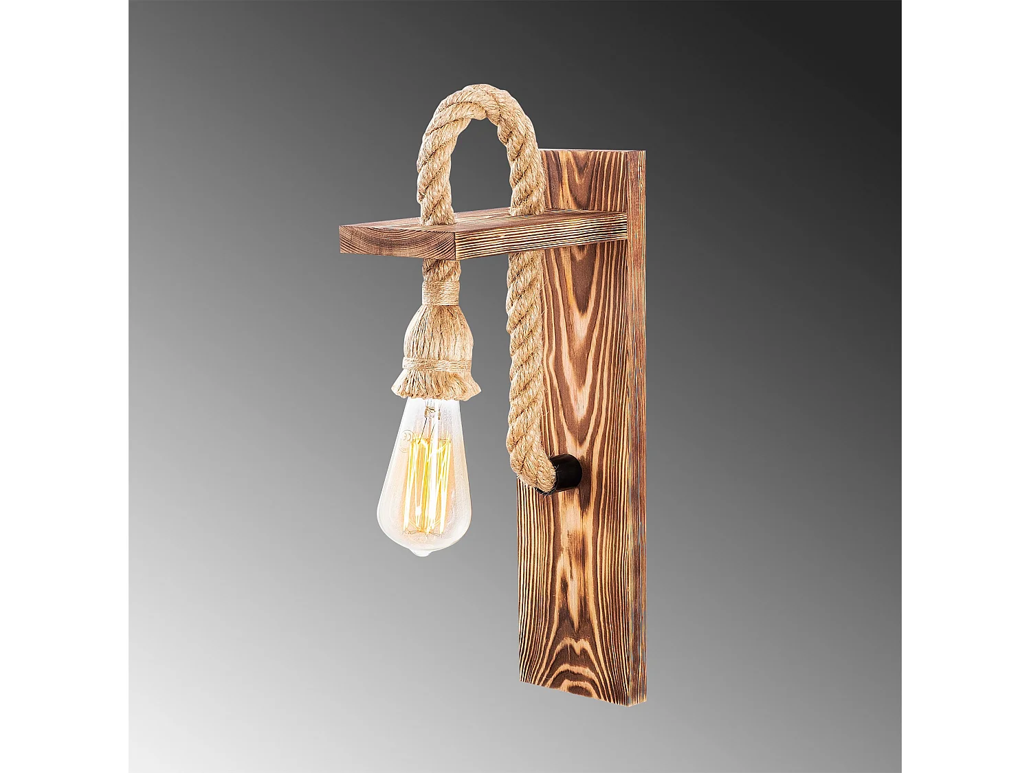 Applique Murale Interieur,  En Bois Et Métal, Luminaire Rétro Industriel , Bois 11x18x40 Cm