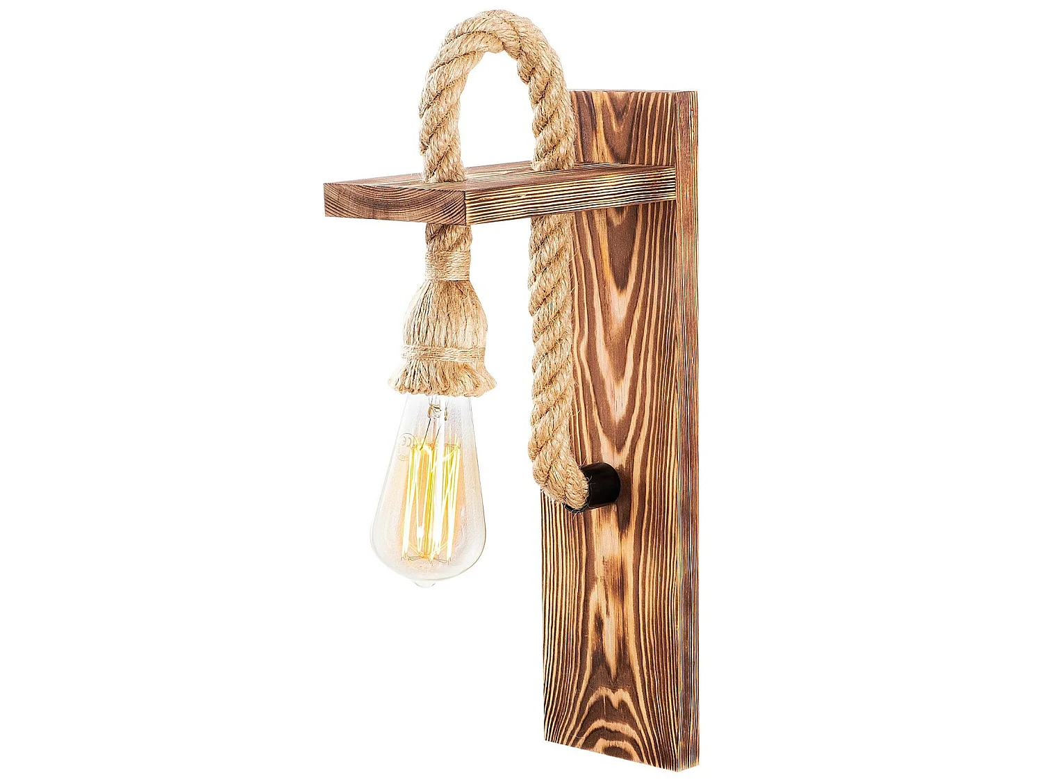 Applique Murale Interieur,  En Bois Et Métal, Luminaire Rétro Industriel , Bois 11x18x40 Cm