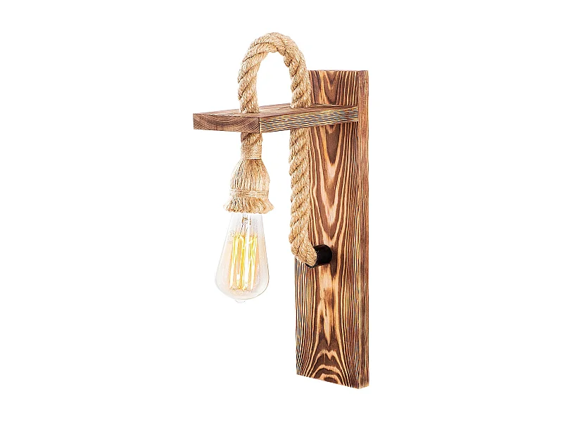 Applique Murale Interieur,  En Bois Et Métal, Luminaire Rétro Industriel , Bois 11x18x40 Cm