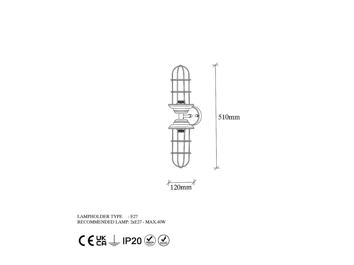 Applique Murale Interieur,  Lampe Murale Industrielle Bois, Noir 12x20x51 Cm