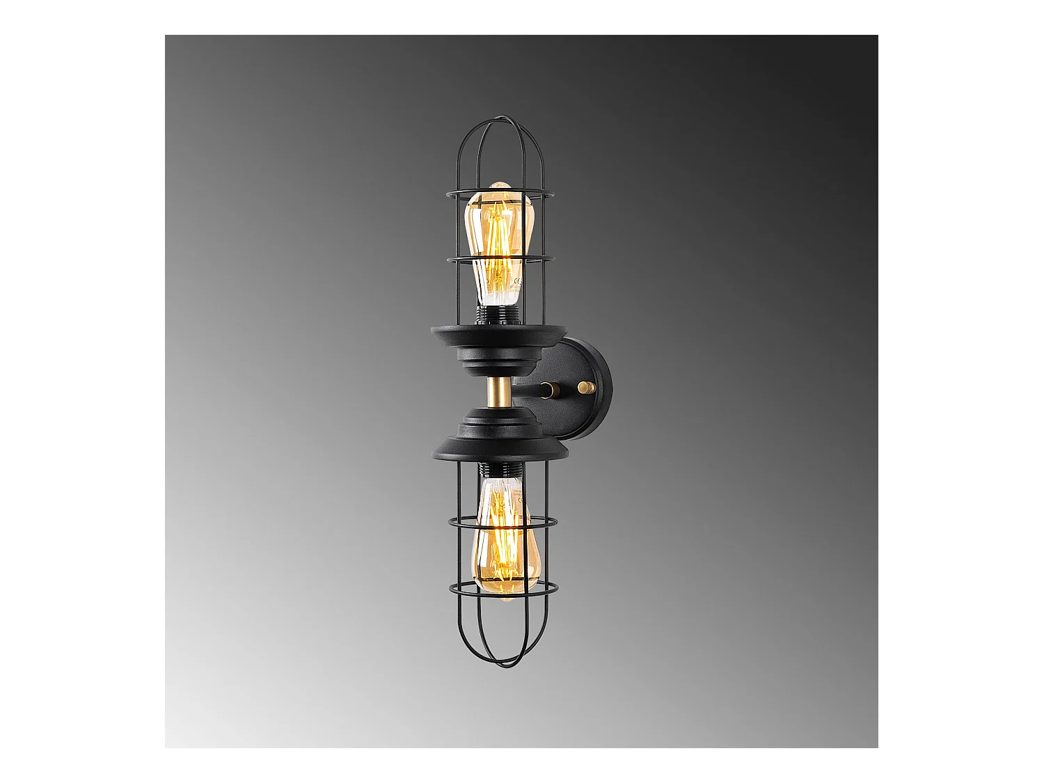 Applique Murale Interieur,  Lampe Murale Industrielle Bois, Noir 12x20x51 Cm
