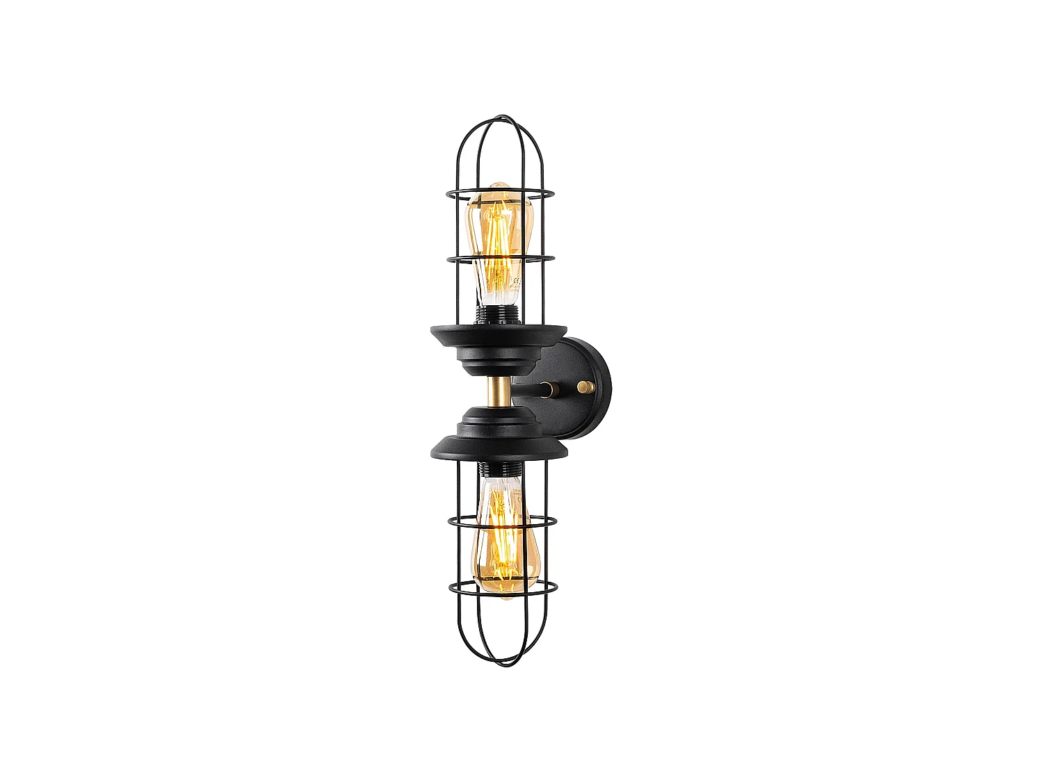Applique Murale Interieur,  Lampe Murale Industrielle Bois, Noir 12x20x51 Cm