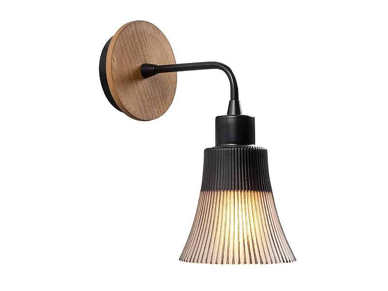 Applique Murale Interieur,  Lampe Murale Industrielle Bois, Noir 13x13x28 Cm