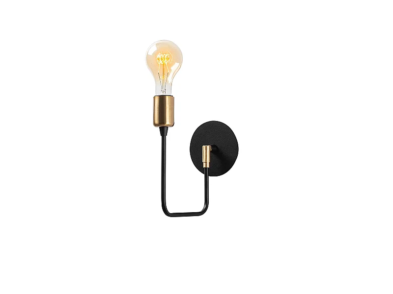 Applique Murale Interieur,  Lampe Murale Industrielle Bois, Noir 12x23x24 Cm