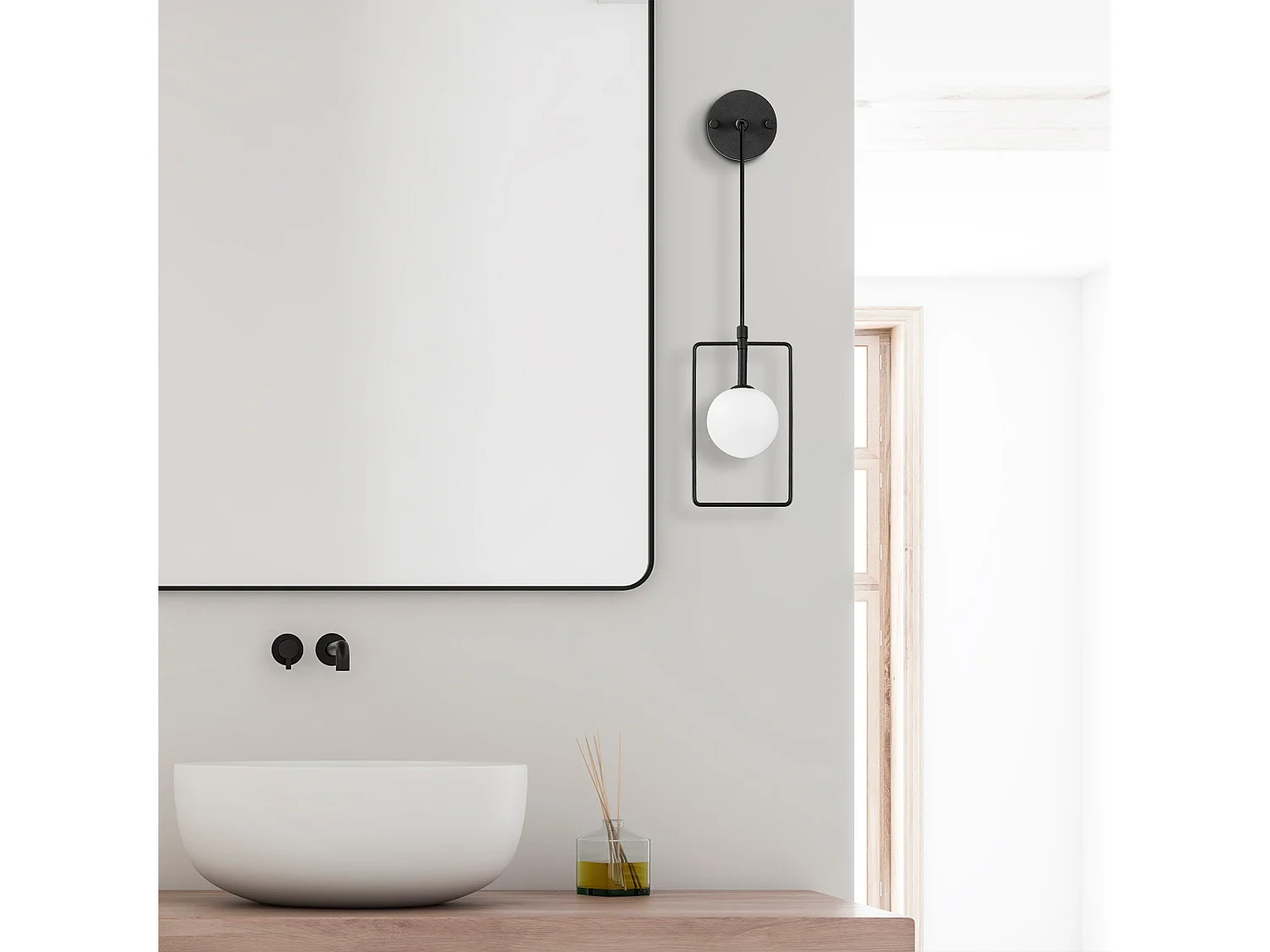 Applique Murale Interieur,  Lampe Murale Industrielle Bois, Noir 14x15x40 Cm