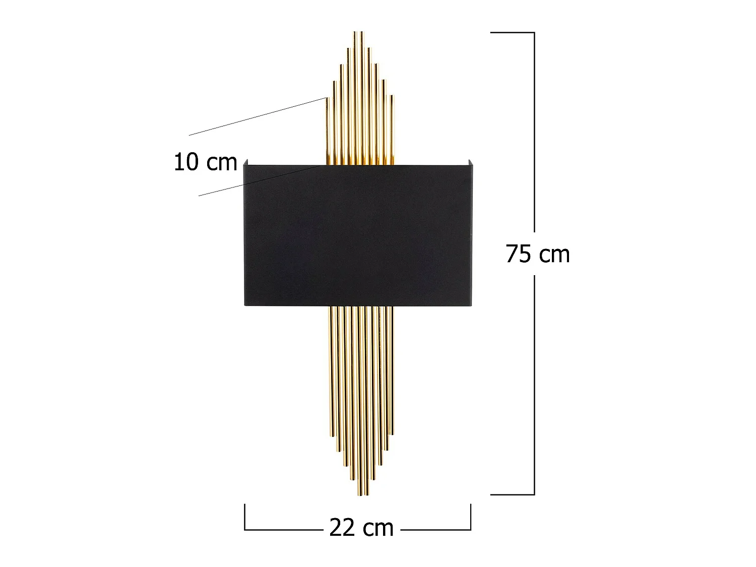 Applique Murale Interieur,  Lampe Murale Industrielle Bois, Noir 75x10x22 Cm