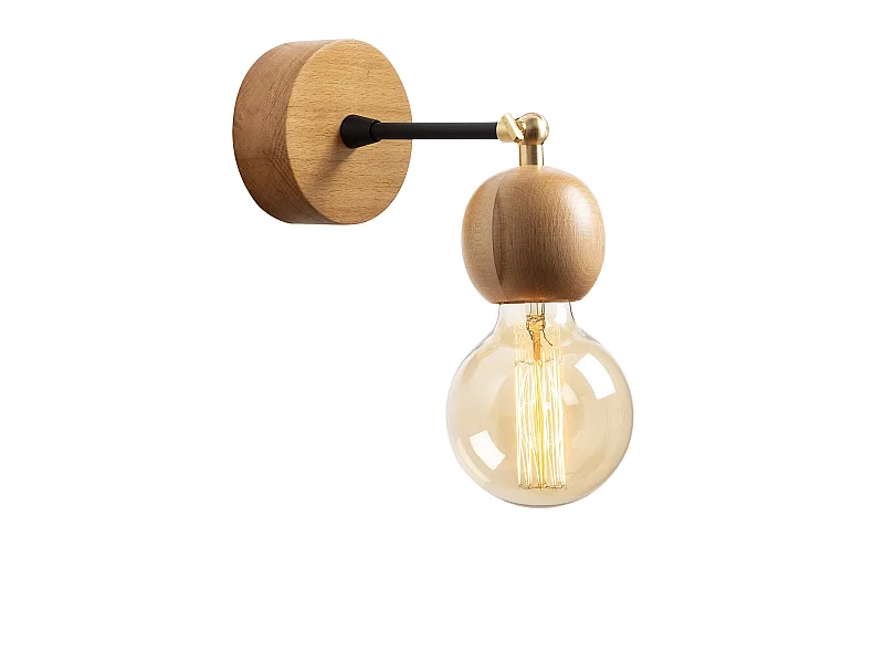 Applique Murale Interieur,  En Bois Et Métal, Luminaire Rétro Industriel , Nature 10x10x14 Cm