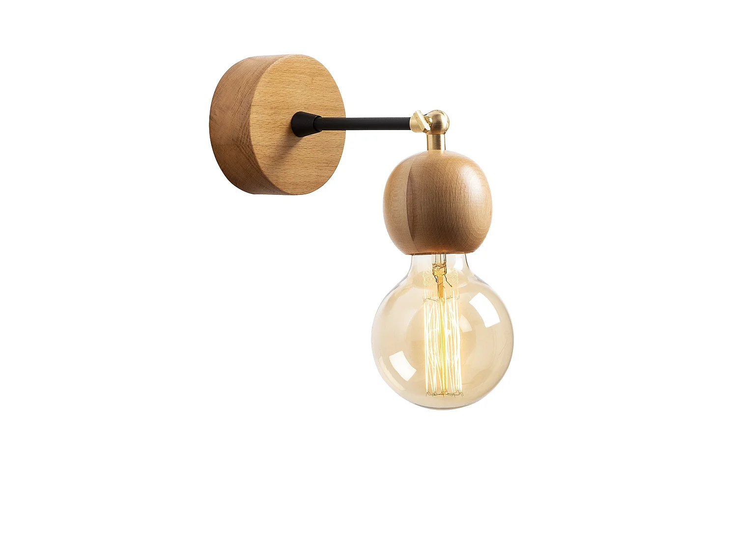 Applique Murale Interieur,  En Bois Et Métal, Luminaire Rétro Industriel , Nature 10x10x14 Cm