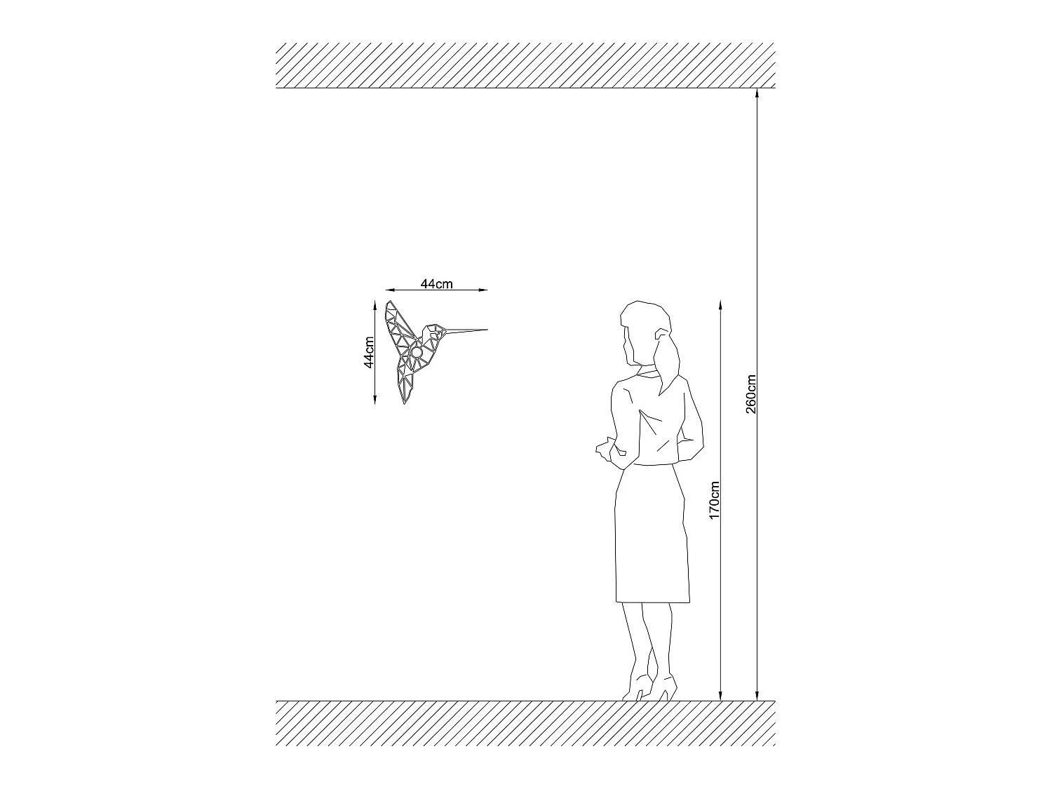 Applique Murale Interieur,  Design En Bois Et En Mdf, Noir 44x12x44 Cm