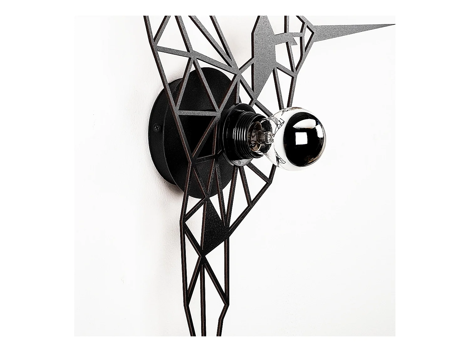 Applique Murale Interieur,  Design En Bois Et En Mdf, Noir 44x12x44 Cm