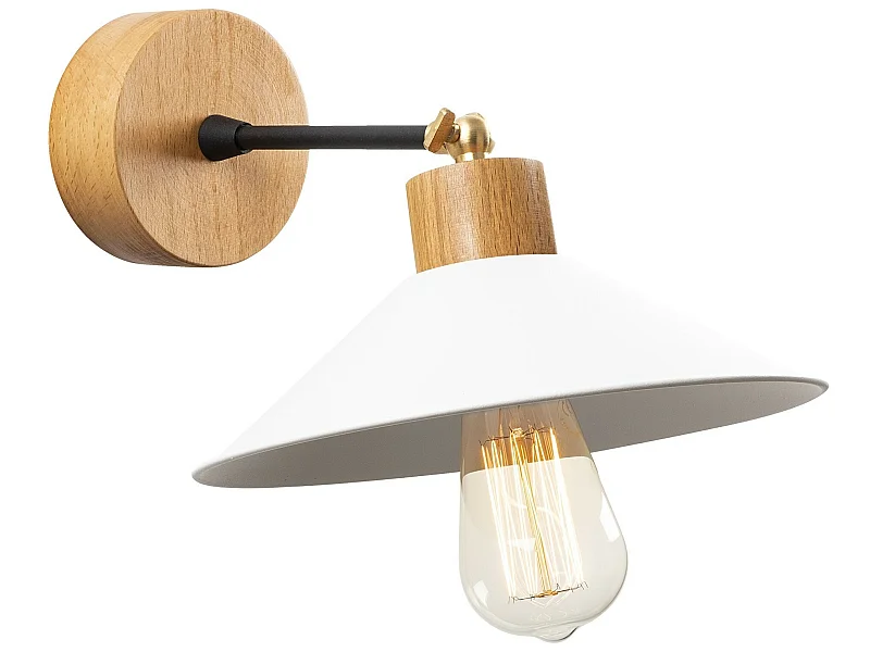 Applique Murale Interieur,  Lampe Murale Industrielle Bois, Blanc 24x24x20 Cm