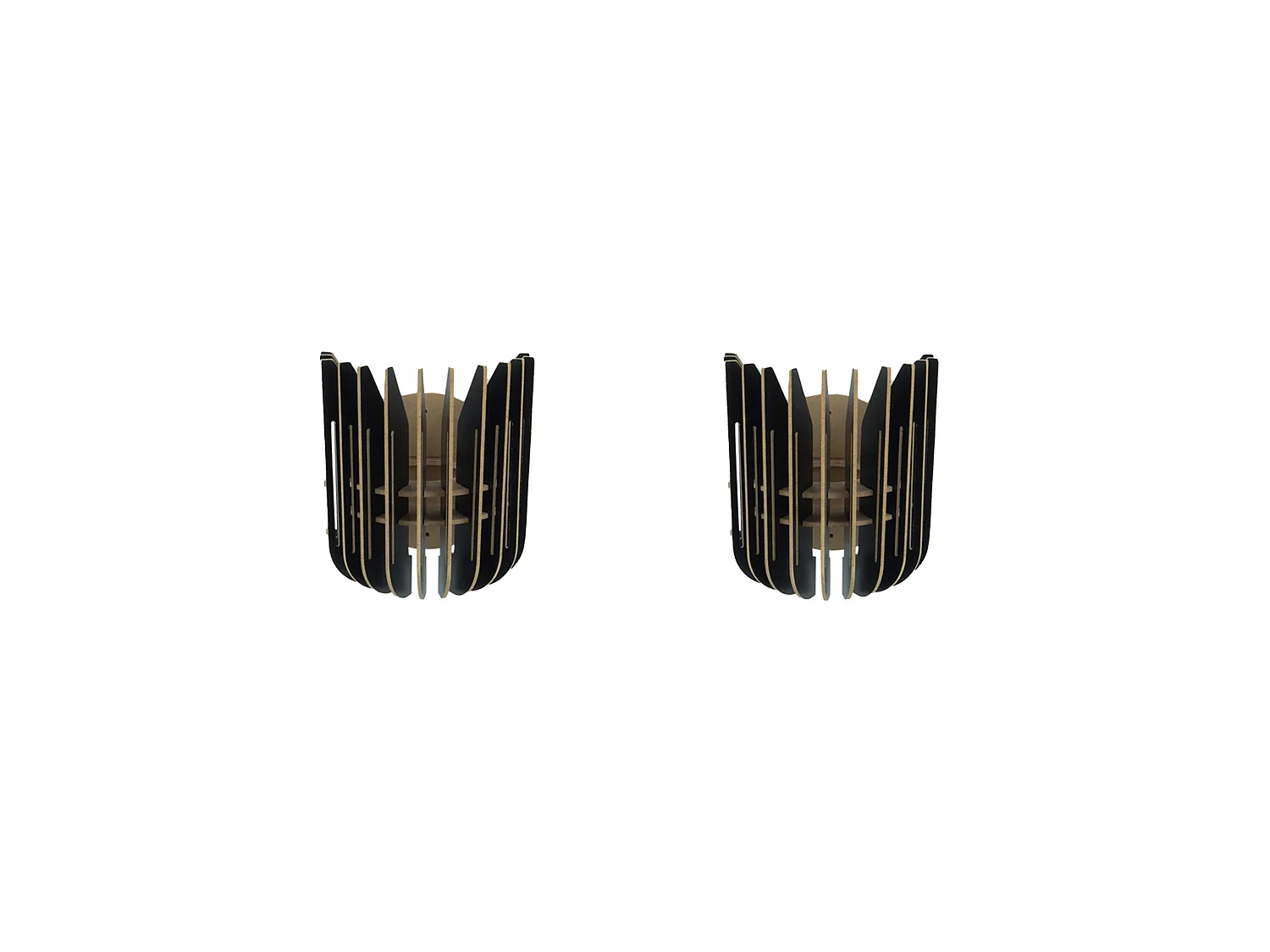 2 Applique Murale Interieur,  Design En Bois Et En Mdf, Noir 20x18x16 Cm