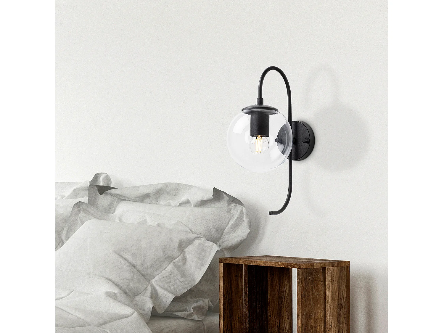 Applique Murale Interieur,  Lampe Murale Industrielle Bois, Noir 15x27x36 Cm
