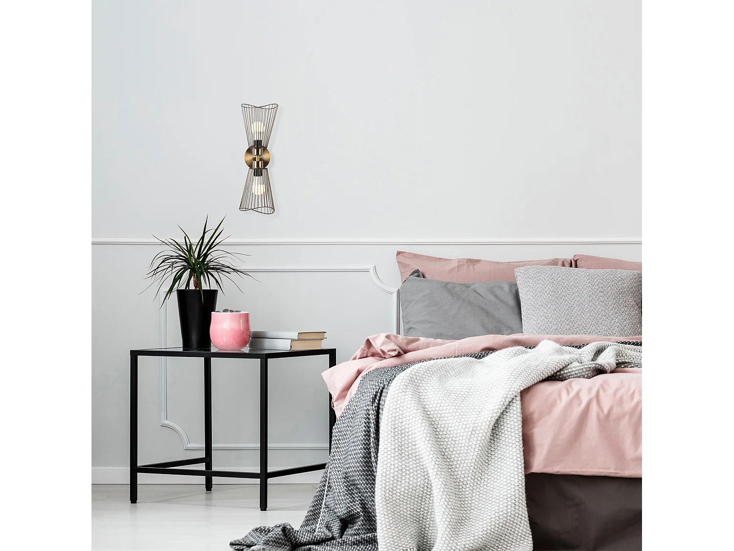 Applique Murale Interieur,  Lampe Murale Industrielle Bois, Vintage 16x16x48 Cm