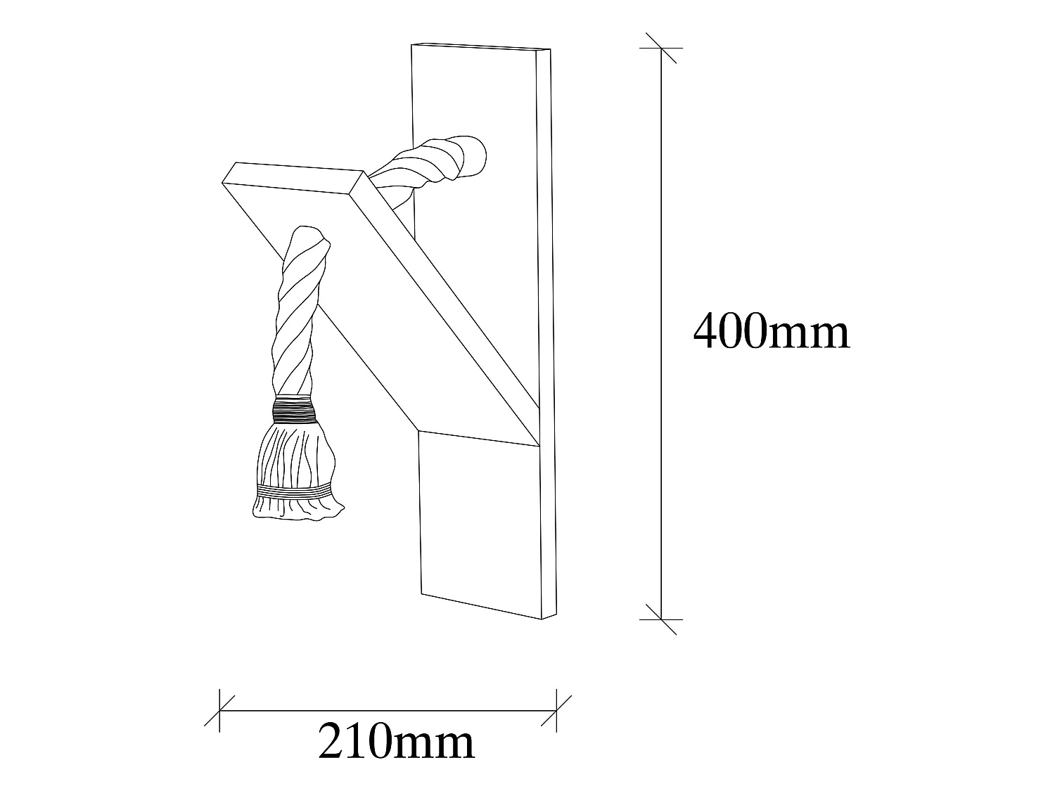 Applique Murale Interieur,  Design En Bois Et En Metal, Bois 11x21x40 Cm