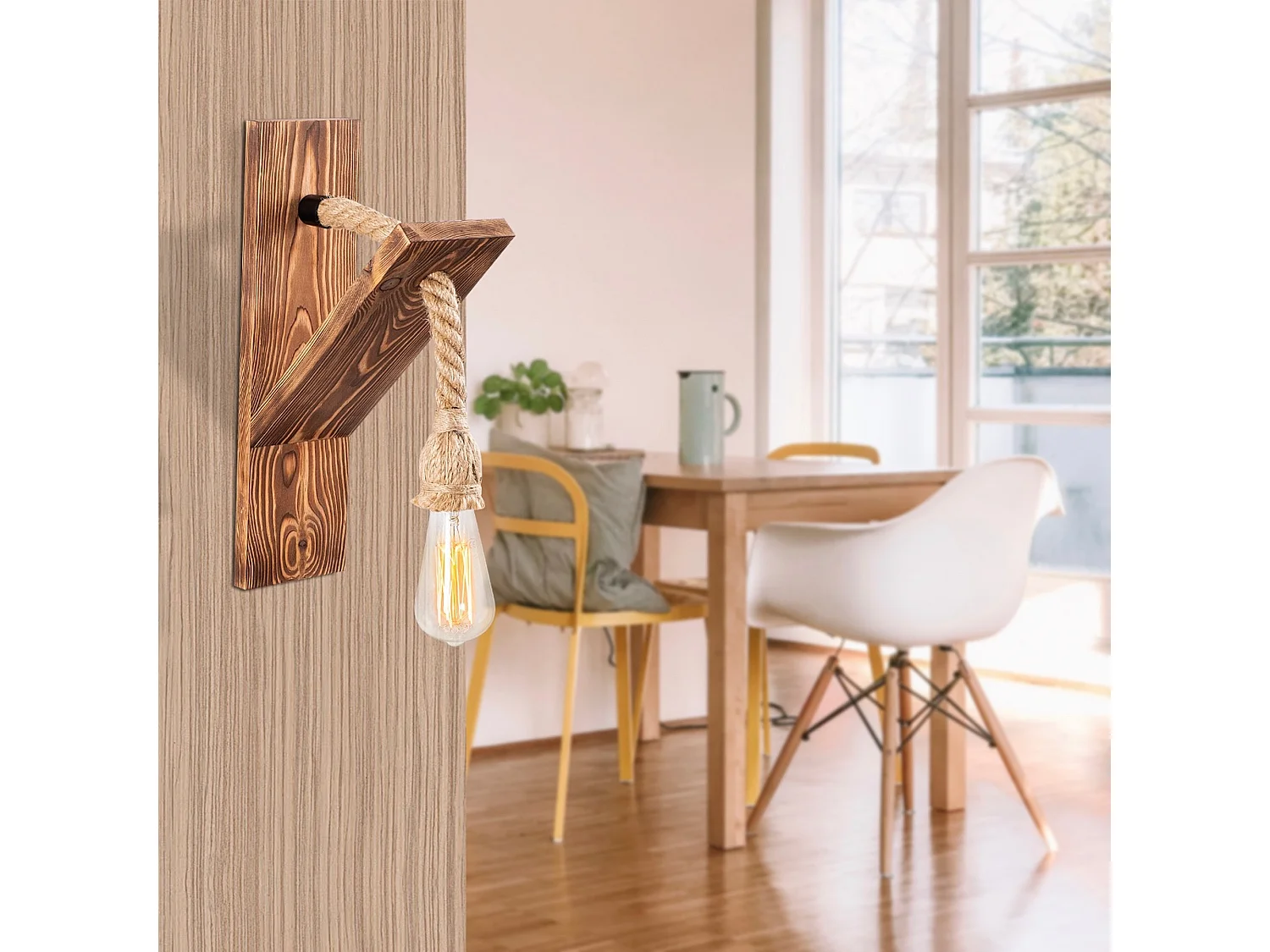 Applique Murale Interieur,  Design En Bois Et En Metal, Bois 11x21x40 Cm