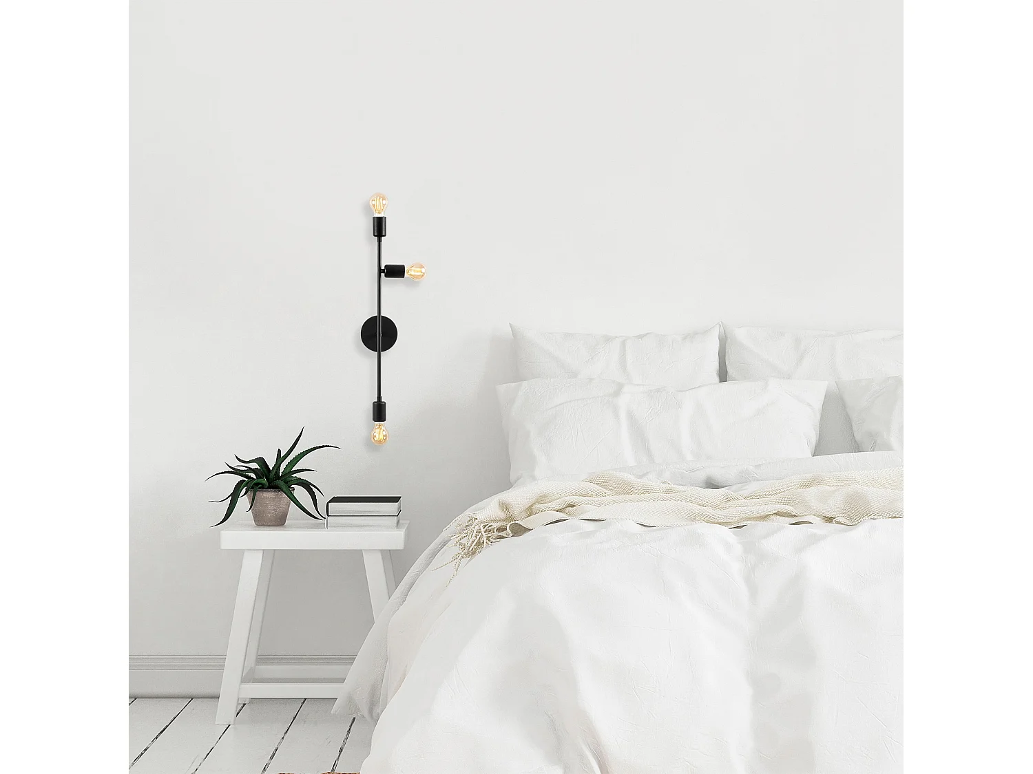 Applique Murale Interieur,  Lampe Murale Industrielle Bois, Noir 15x15x65 Cm