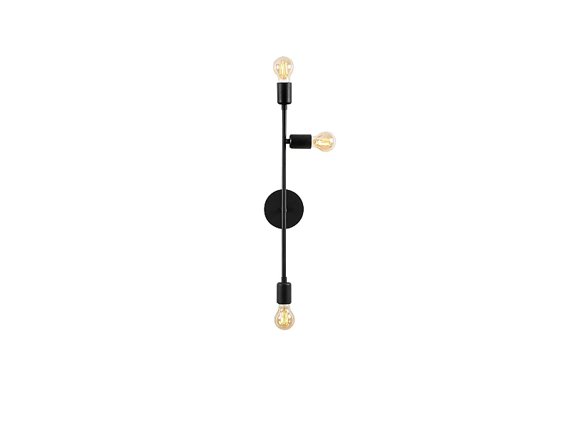 Applique Murale Interieur,  Lampe Murale Industrielle Bois, Noir 15x15x65 Cm