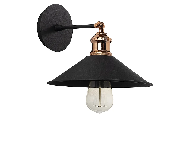 Applique Murale Interieur,  Lampe Murale Industrielle Bois, Noir 24x24x20 Cm