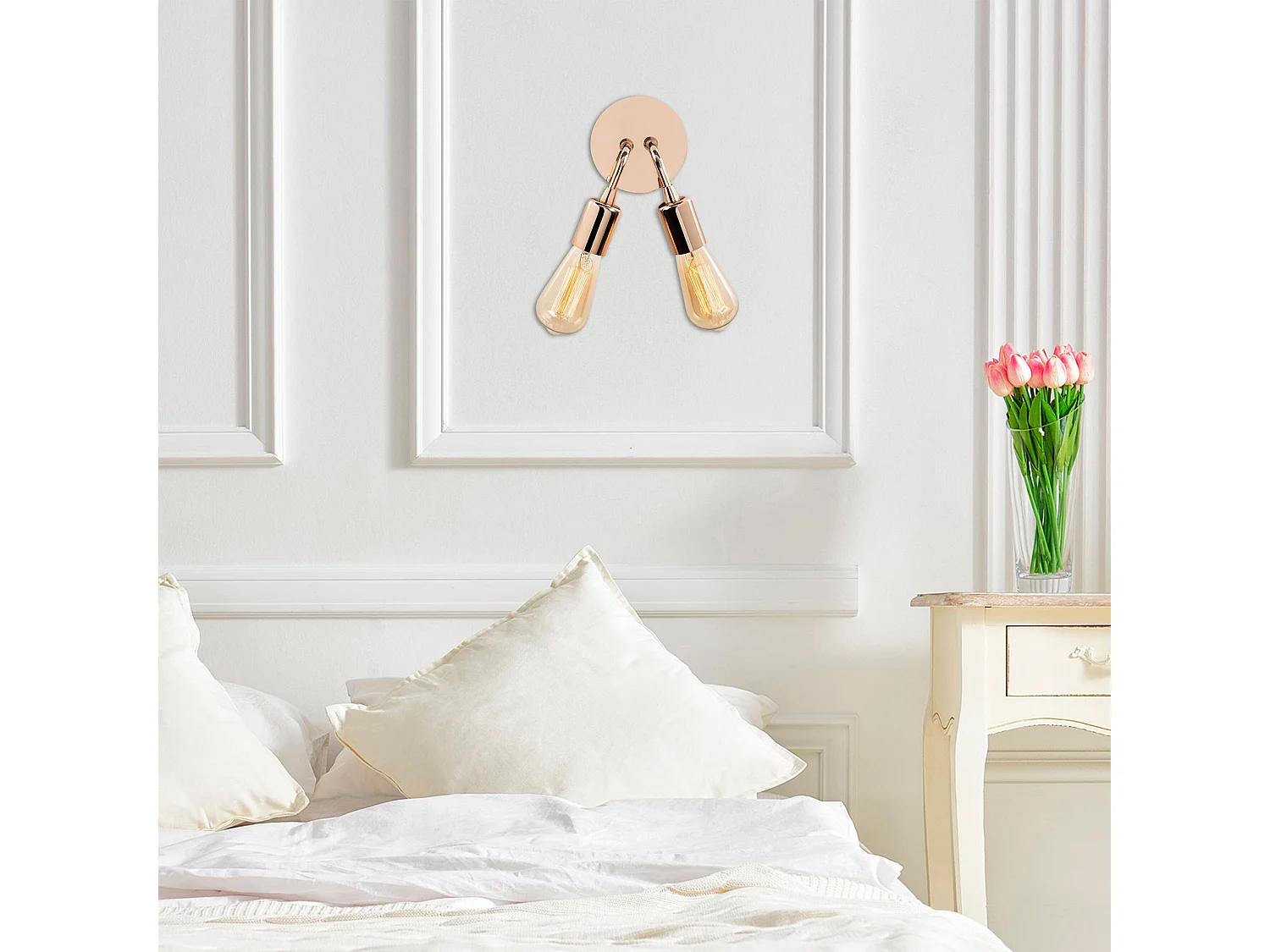 Applique Murale Interieur,  Lampe Murale Industrielle Bois, Cuivre 14x14x20 Cm