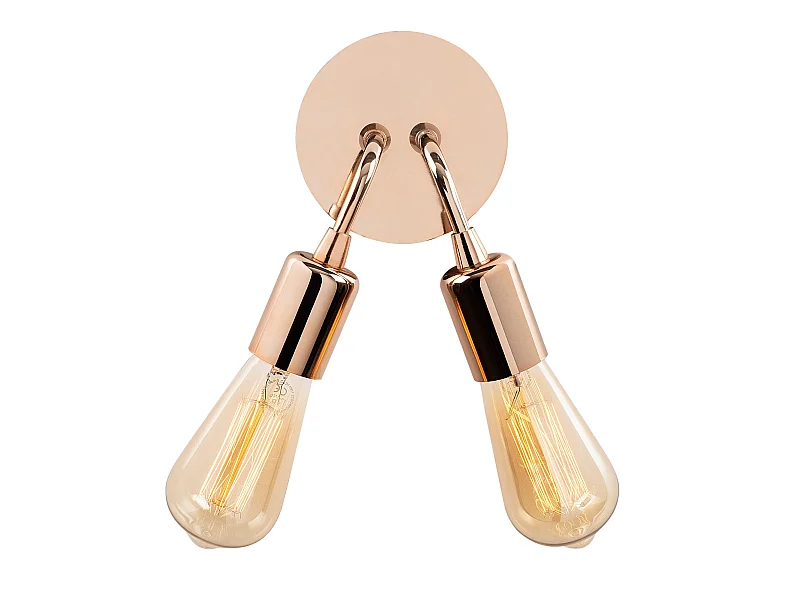 Applique Murale Interieur,  Lampe Murale Industrielle Bois, Cuivre 14x14x20 Cm