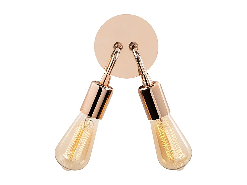 Applique Murale Interieur,  Lampe Murale Industrielle Bois, Cuivre 14x14x20 Cm