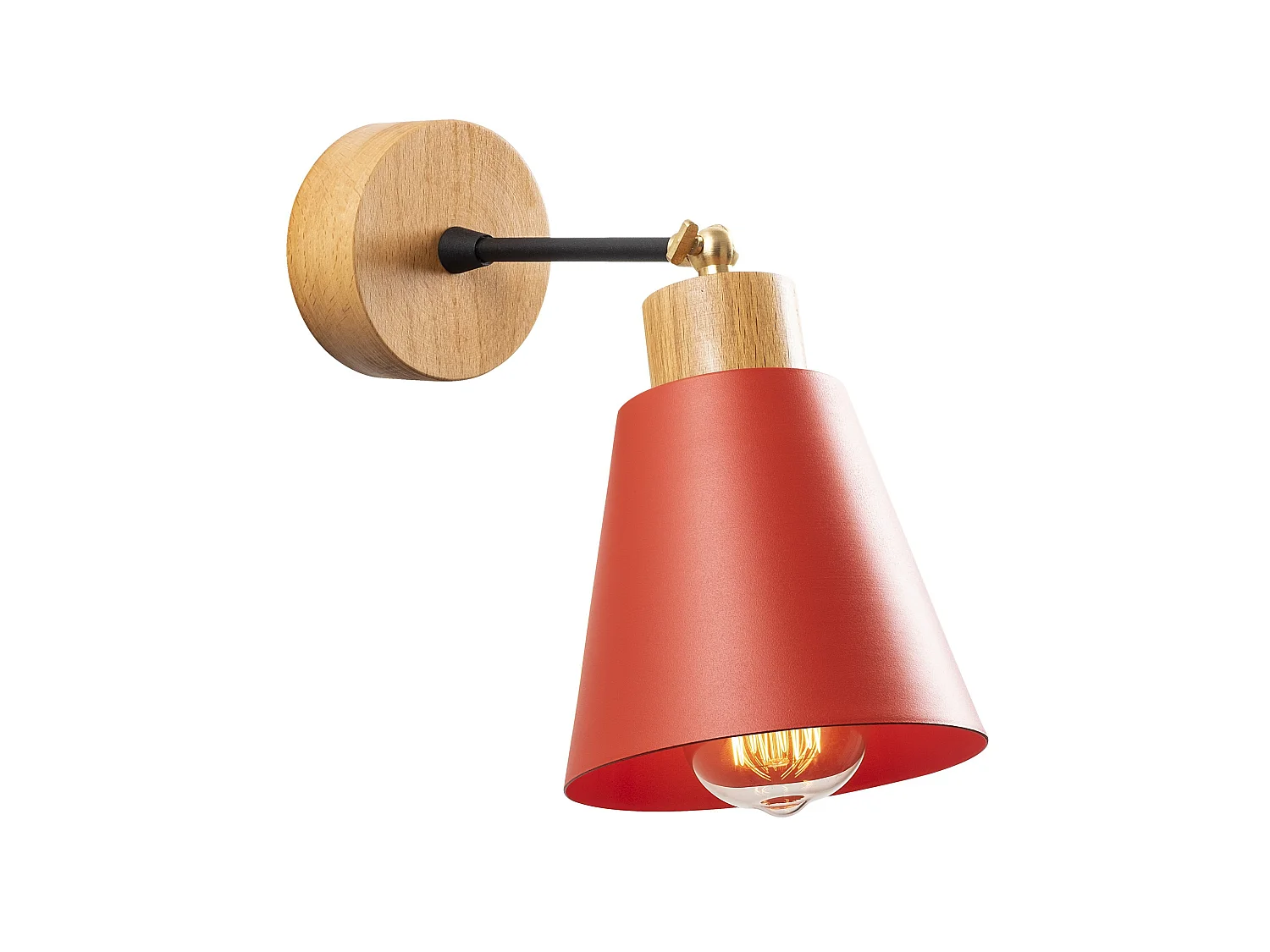 Applique Murale Interieur,  Lampe Murale Industrielle Bois, Rouge 14x14x25 Cm