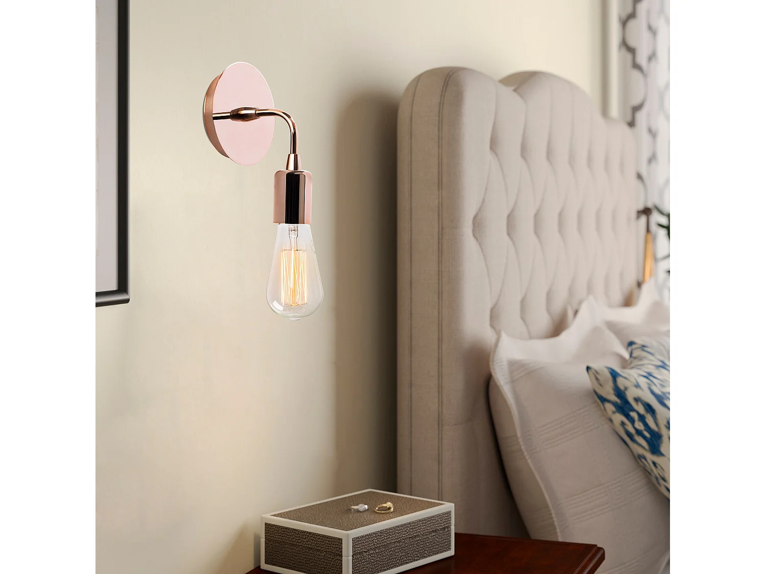 Applique Murale Interieur,  Lampe Murale Industrielle Bois, Cuivre 12x12x20 Cm