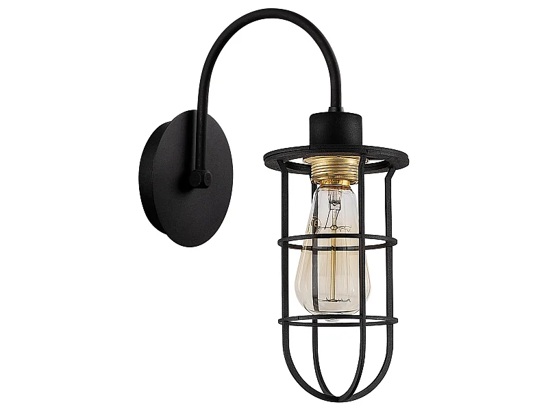 Applique Murale Interieur,  Lampe Murale Industrielle Bois, Noir 12x12x33 Cm