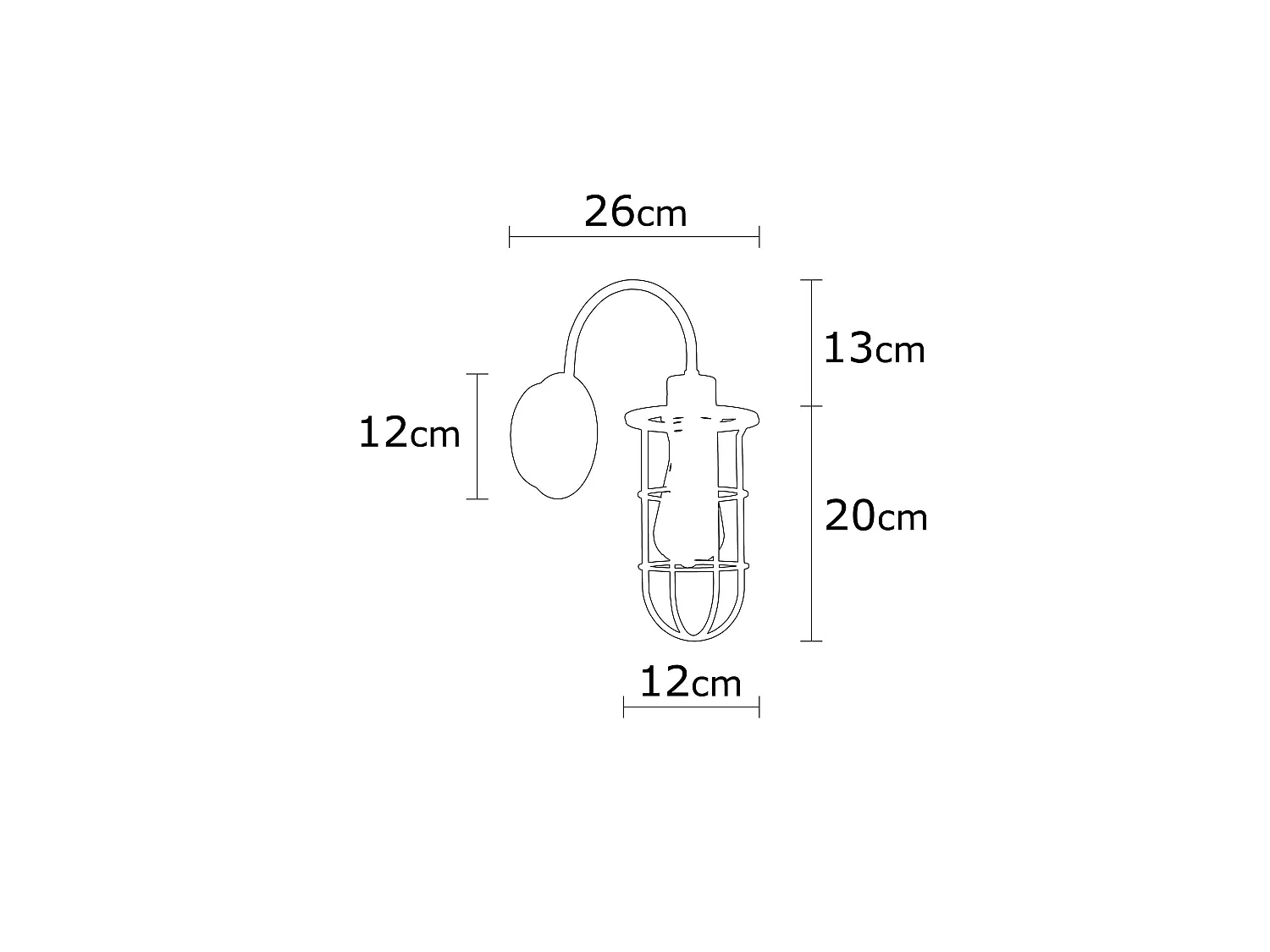 Applique Murale Interieur,  Lampe Murale Industrielle Bois, Noir 12x12x33 Cm