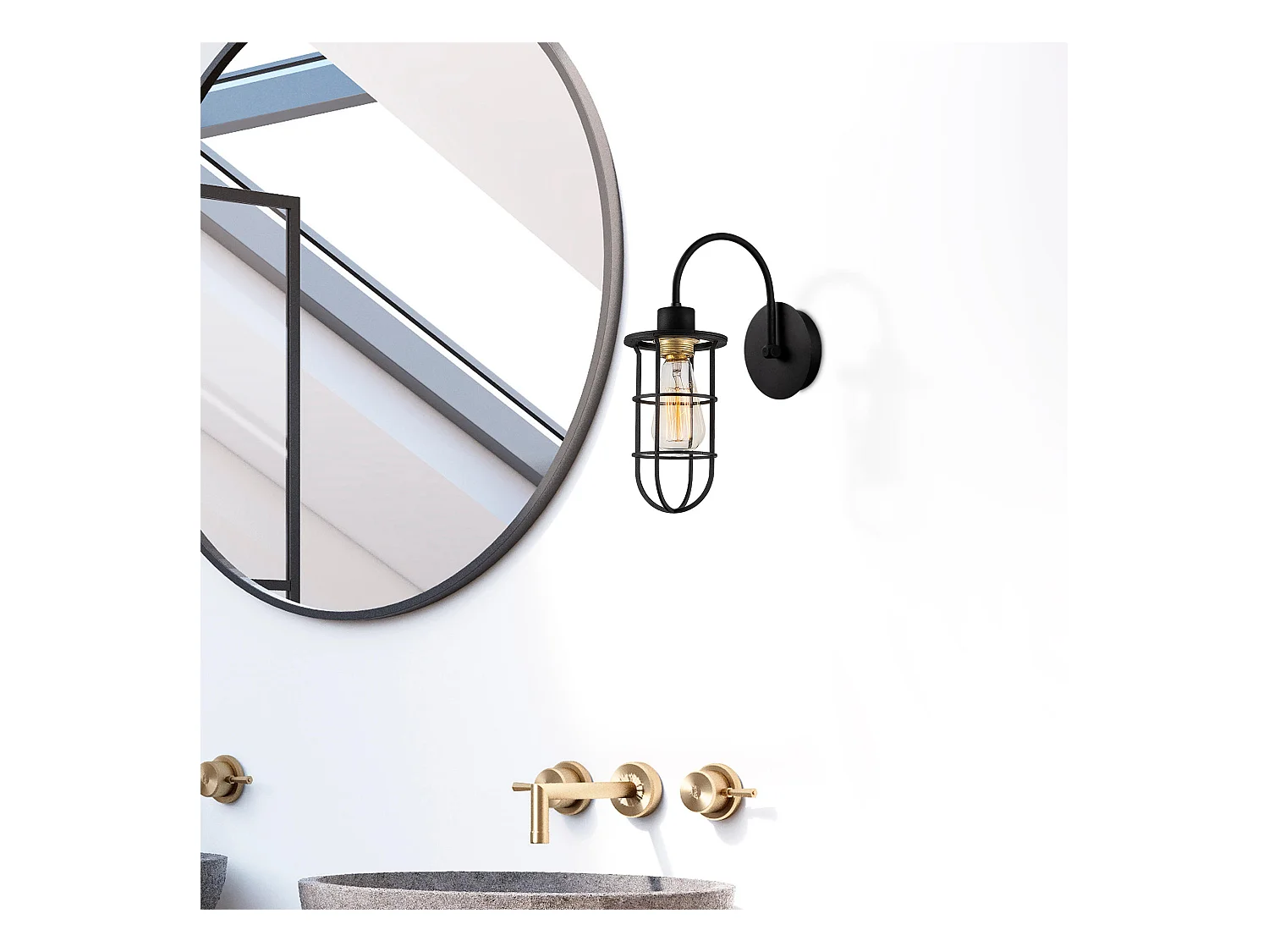 Applique Murale Interieur,  Lampe Murale Industrielle Bois, Noir 12x12x33 Cm