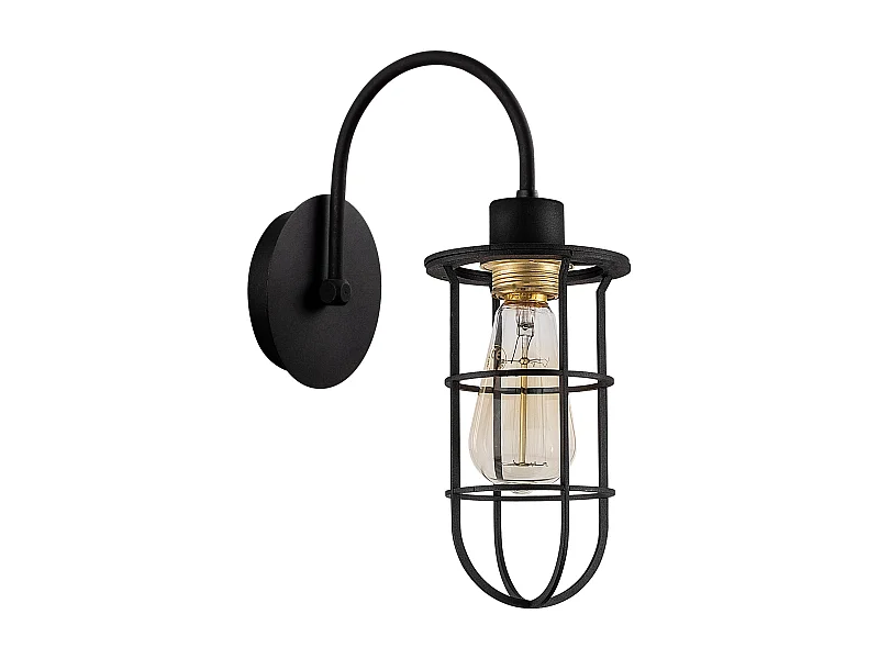 Applique Murale Interieur,  Lampe Murale Industrielle Bois, Noir 12x12x33 Cm