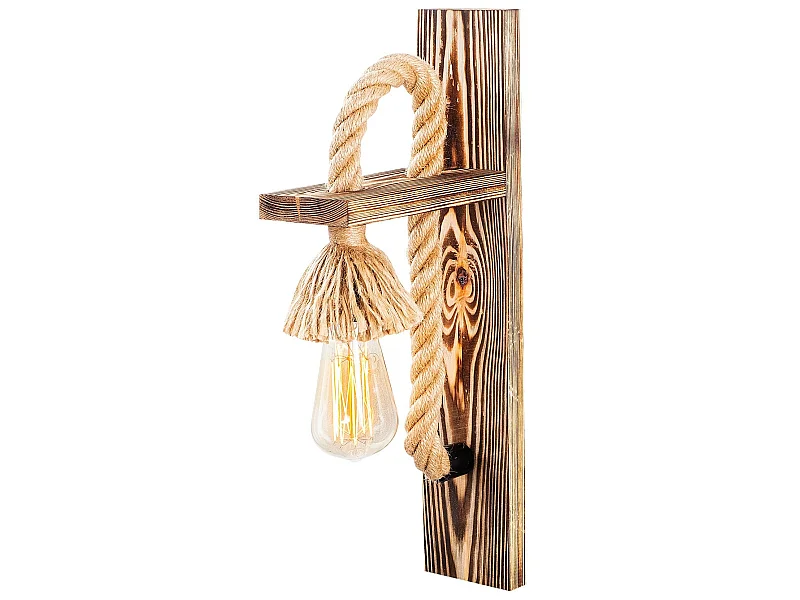 Applique Murale Interieur,  En Bois Et Métal, Luminaire Rétro Industriel , Bois 9x18x45 Cm