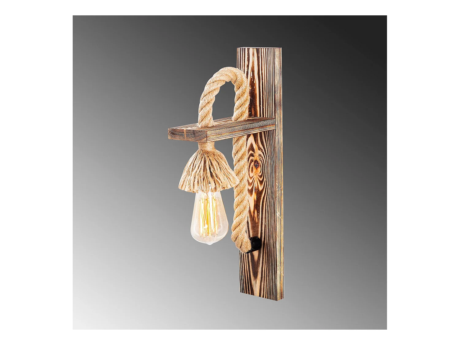 Applique Murale Interieur,  En Bois Et Métal, Luminaire Rétro Industriel , Bois 9x18x45 Cm