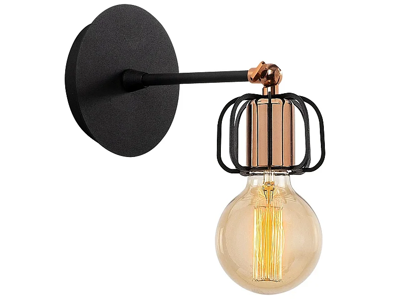 Applique Murale Interieur,  Lampe Murale Industrielle Bois, Noir 10x10x14 Cm