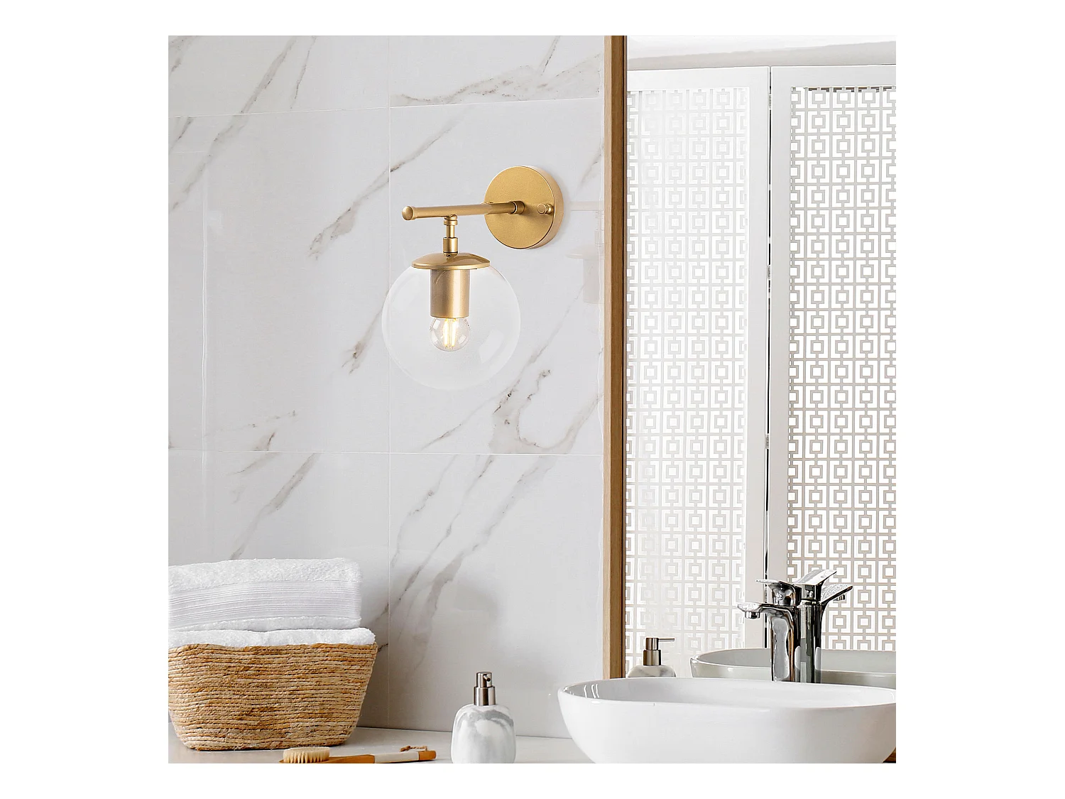 Applique Murale Interieur,  Lampe Murale Industrielle Bois, Or Shine  15x24x24 Cm