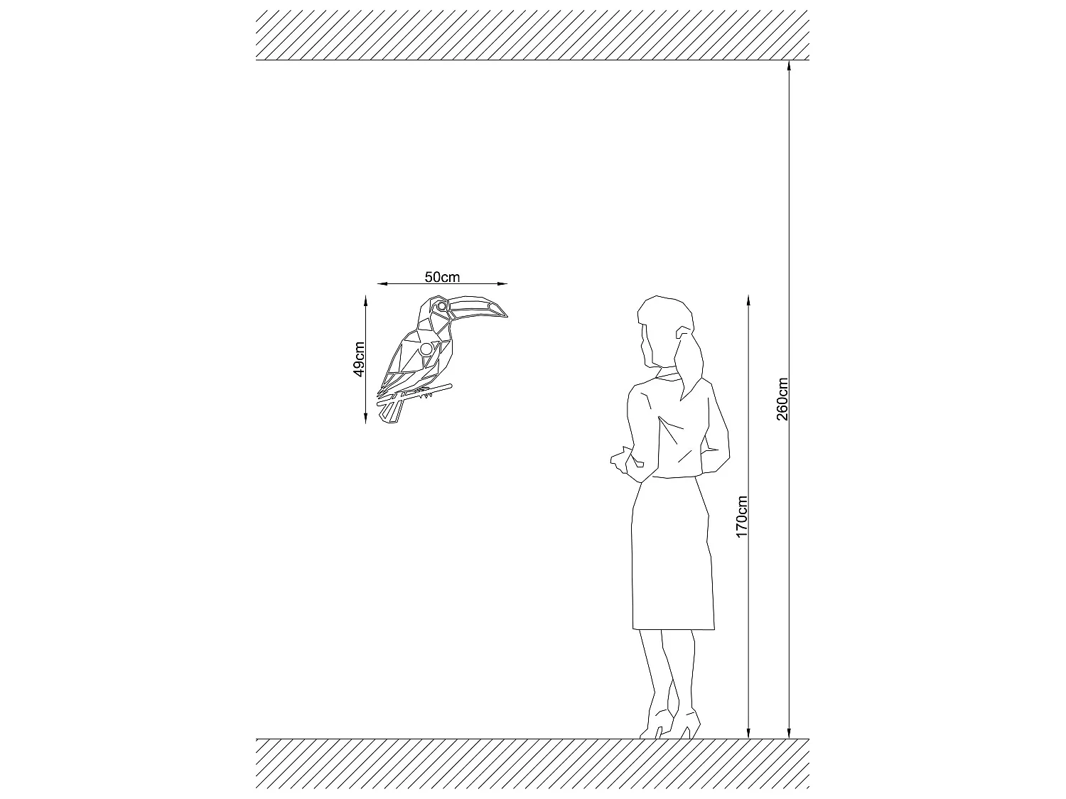 Applique Murale Interieur,  Design En Bois Et En Mdf, Noir 50x12x49 Cm