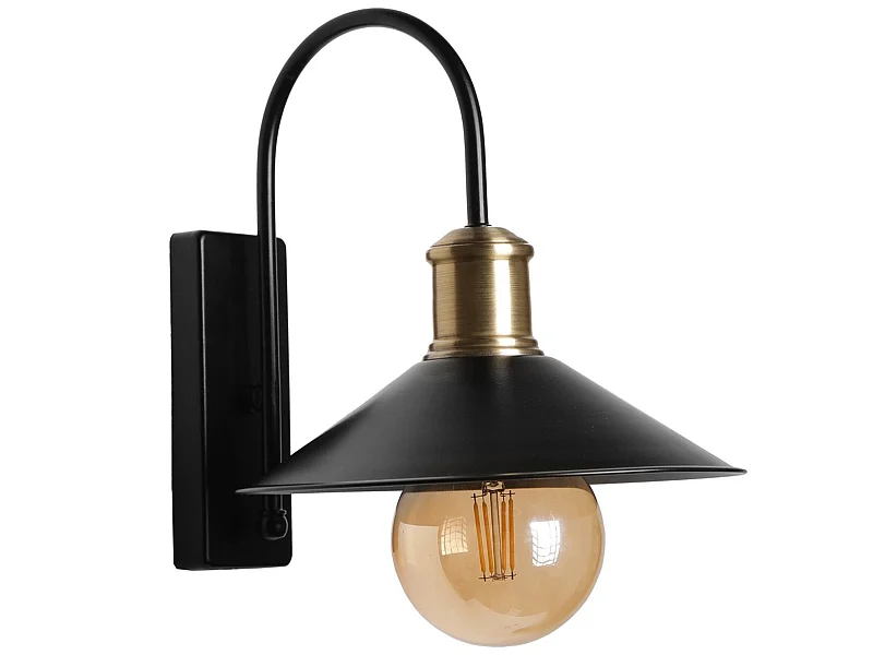 Applique Murale Interieur,  Lampe Murale Industrielle Bois, Noir 15x15x27 Cm