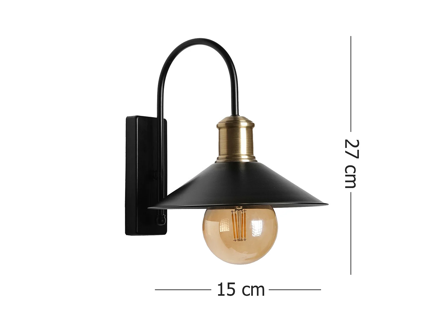 Applique Murale Interieur,  Lampe Murale Industrielle Bois, Noir 15x15x27 Cm