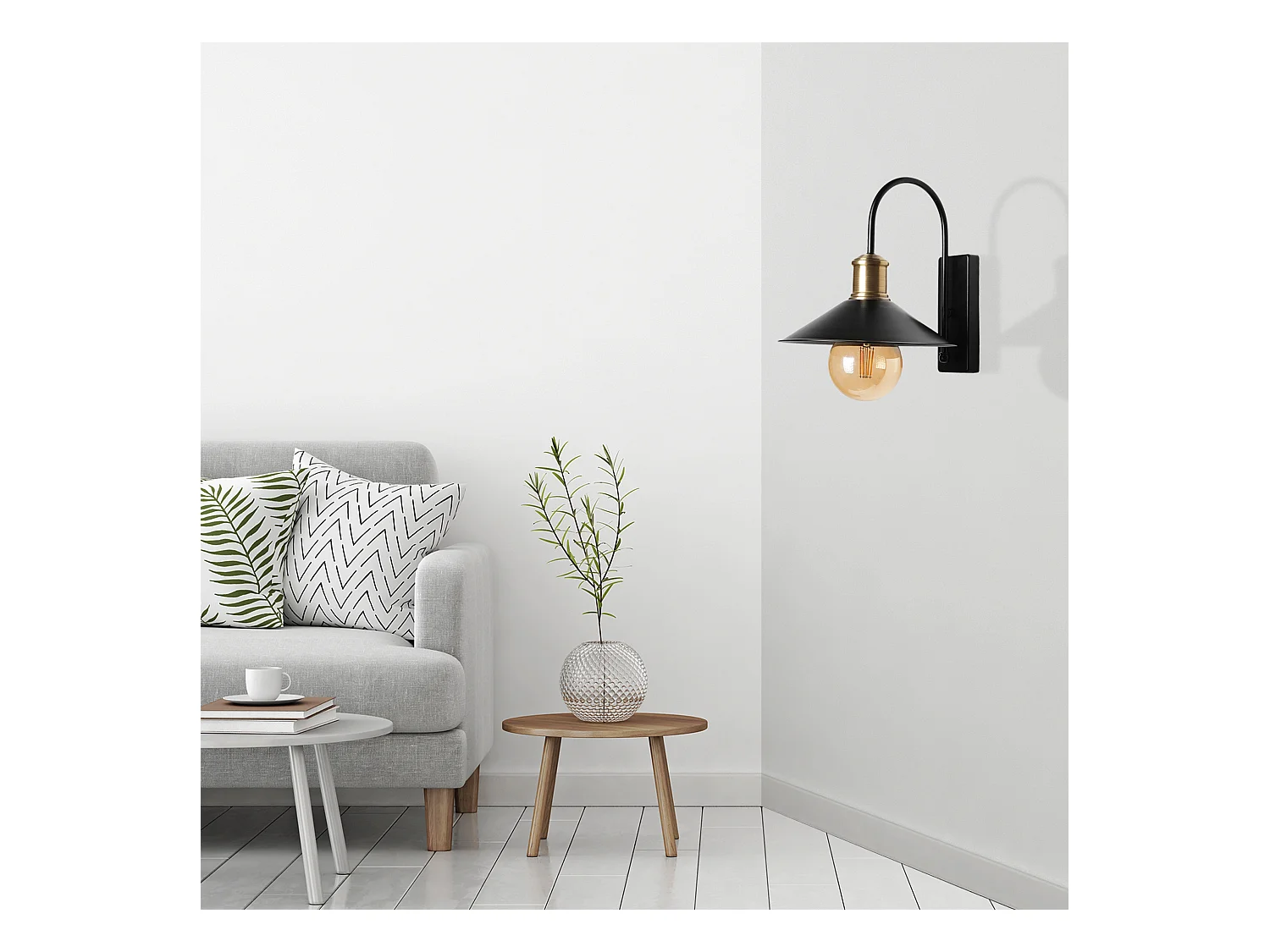 Applique Murale Interieur,  Lampe Murale Industrielle Bois, Noir 15x15x27 Cm