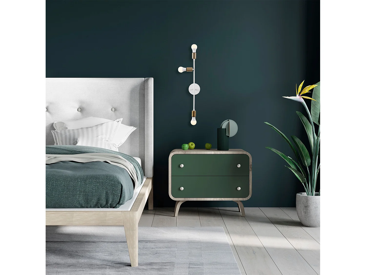 Applique Murale Interieur,  Lampe Murale Industrielle Bois, Blanc 15x15x65 Cm