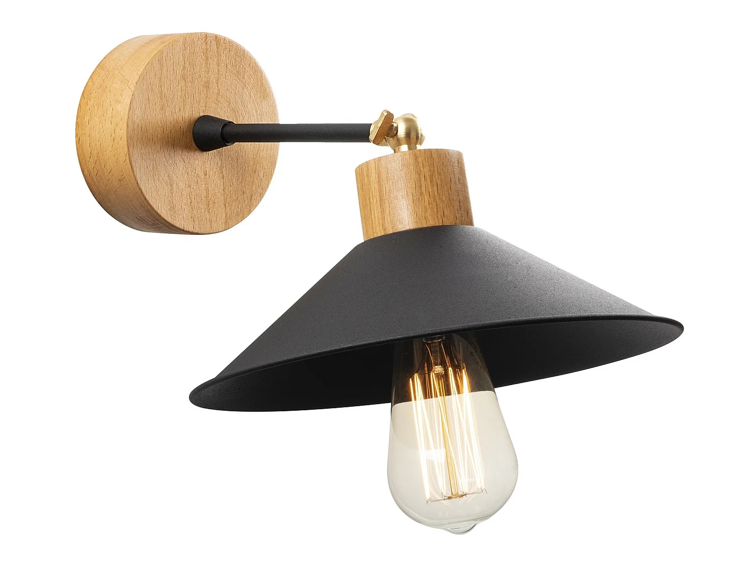 Applique Murale Interieur,  Lampe Murale Industrielle Bois, Noir 24x24x20 Cm