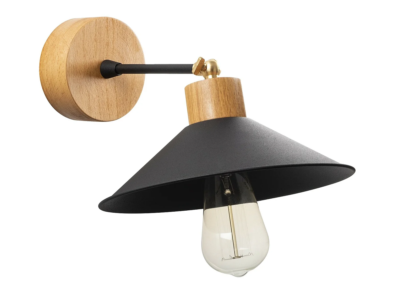 Applique Murale Interieur,  Lampe Murale Industrielle Bois, Noir 24x24x20 Cm
