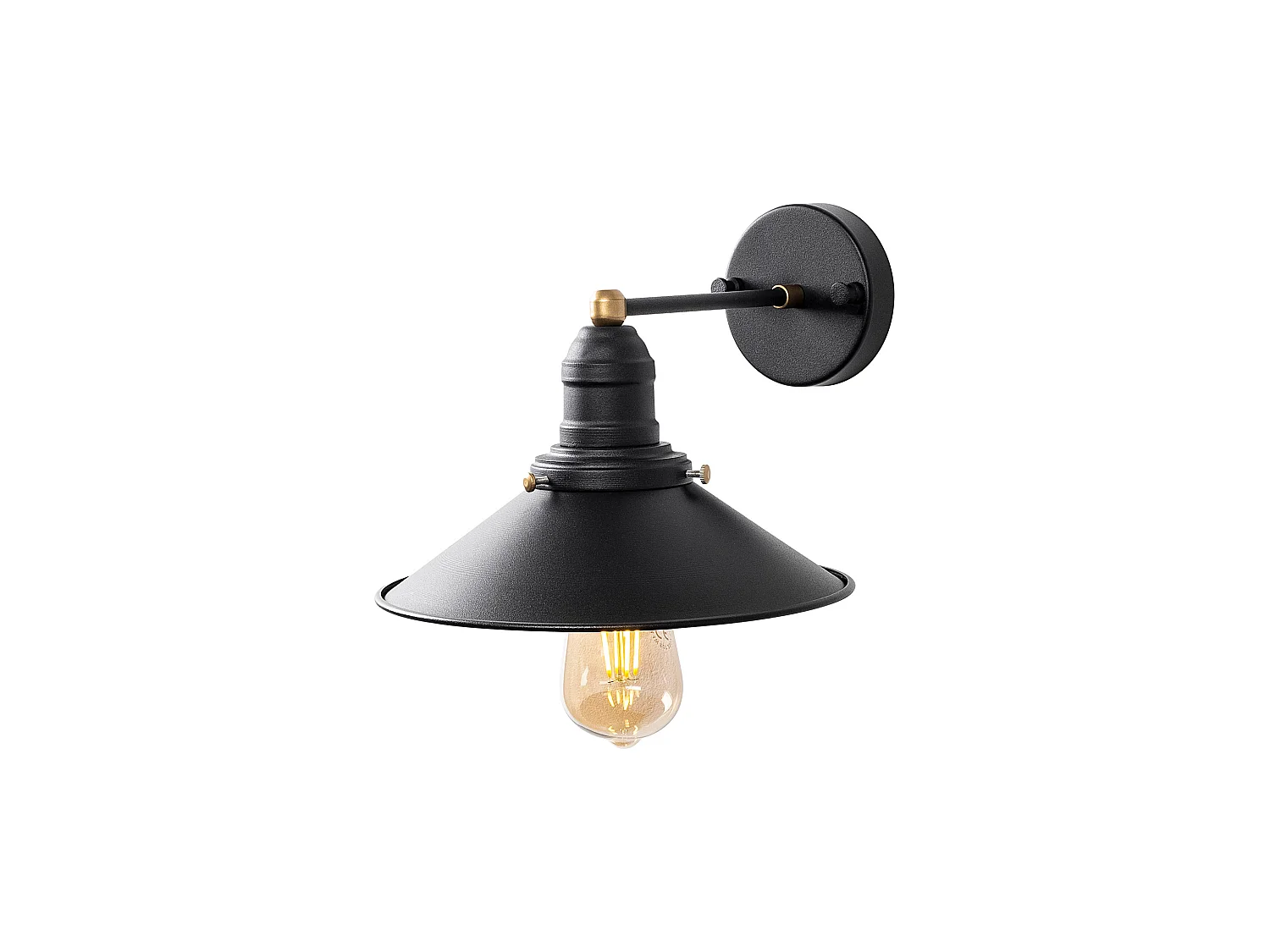 Applique Murale Interieur,  Lampe Murale Industrielle Bois, Noir 24x27x20 Cm