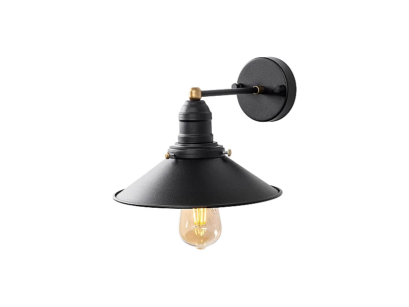 Applique Murale Interieur,  Lampe Murale Industrielle Bois, Noir 24x27x20 Cm